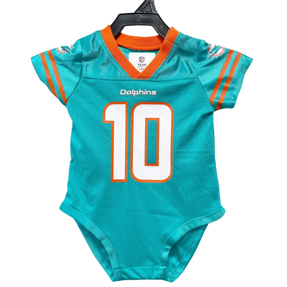 NFL Team Baby Aqua Tyreek Hill #10 Miami Dolphins Jersey Bodysuit Size 6-9 Month